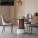 Modern Italian Round Dining Table: Oak/Walnut Top, Elegant Marble Base