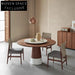 Modern Italian Round Dining Table: Oak/Walnut Top, Elegant Marble Base