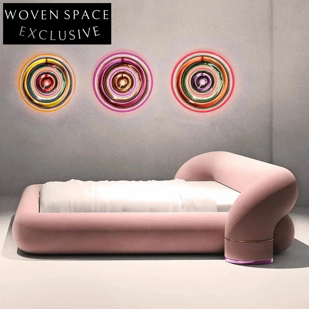 Modern Italian Soft Fabric King Size Bed Frame with High Headboard