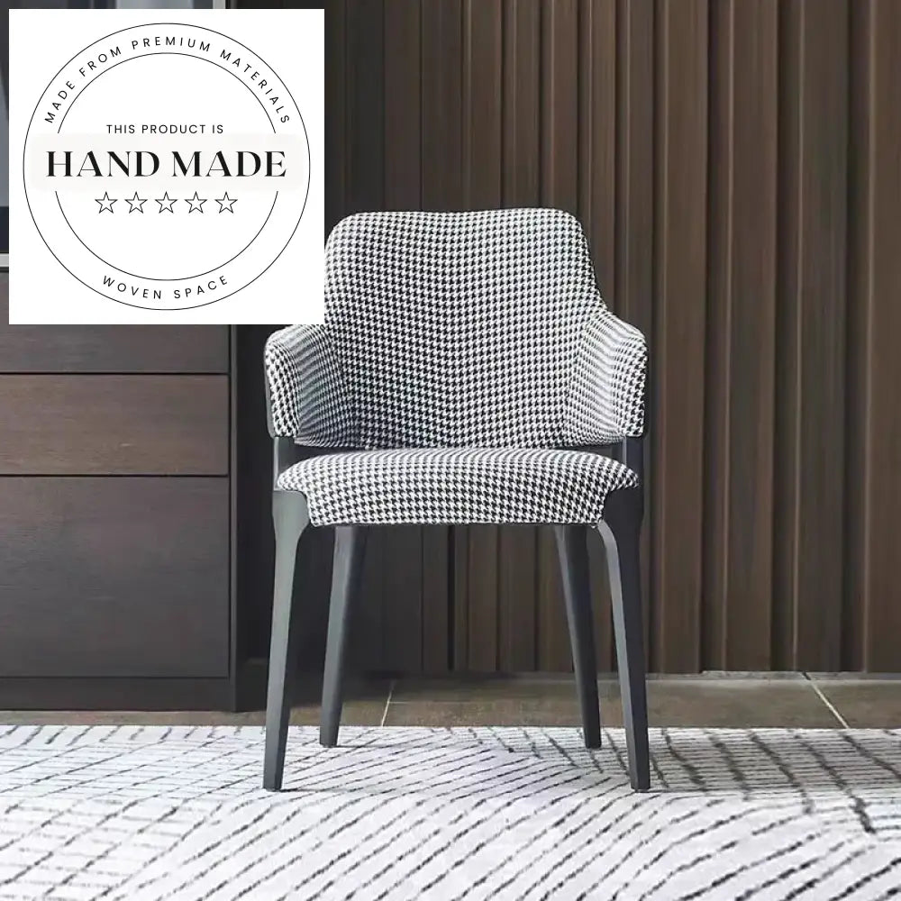 Modern Italian Solid Wood and Leather Armchair Dining Chair