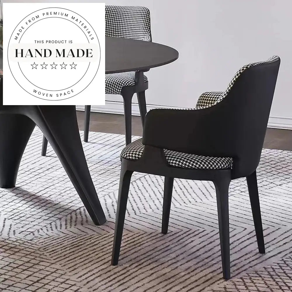 Modern Italian Solid Wood and Leather Armchair Dining Chair