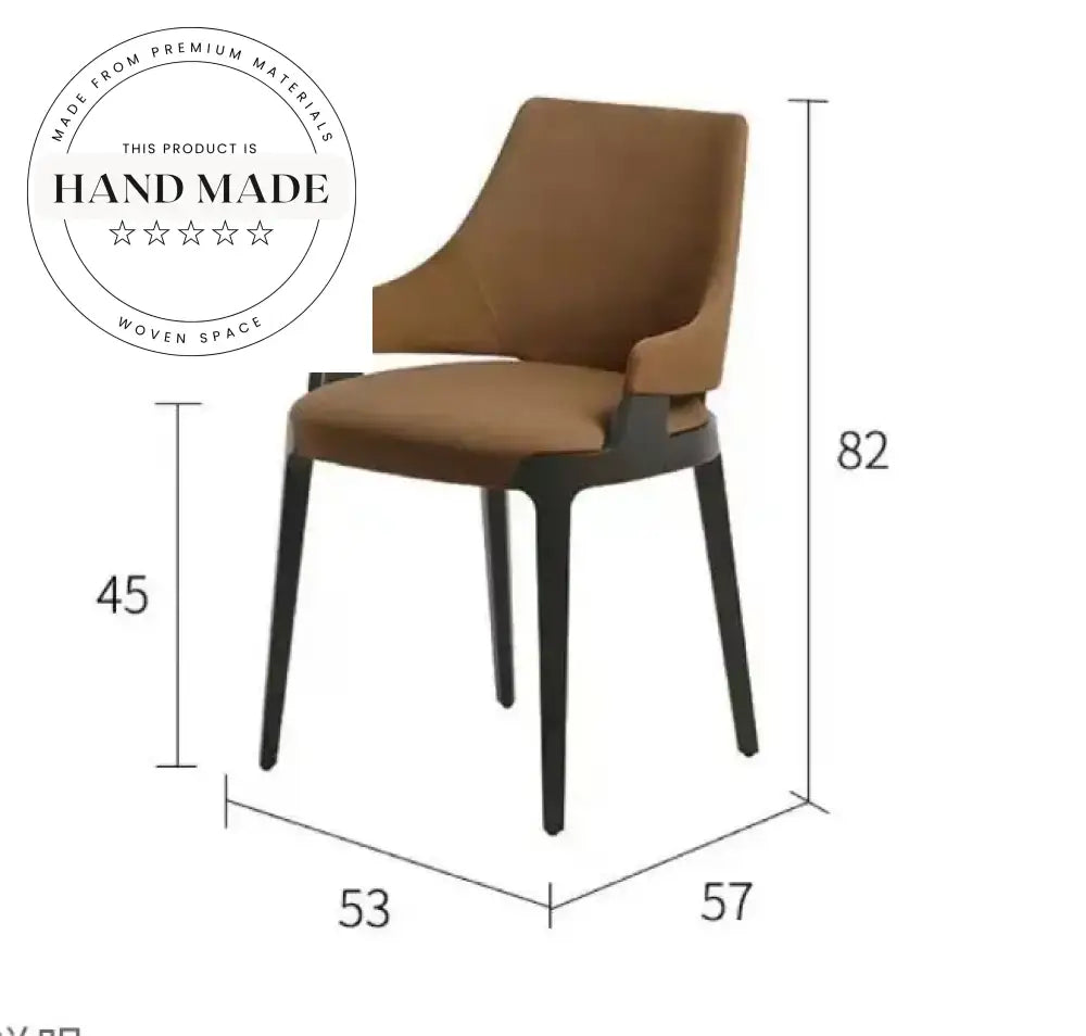 Modern Italian Solid Wood and Leather Armchair Dining Chair