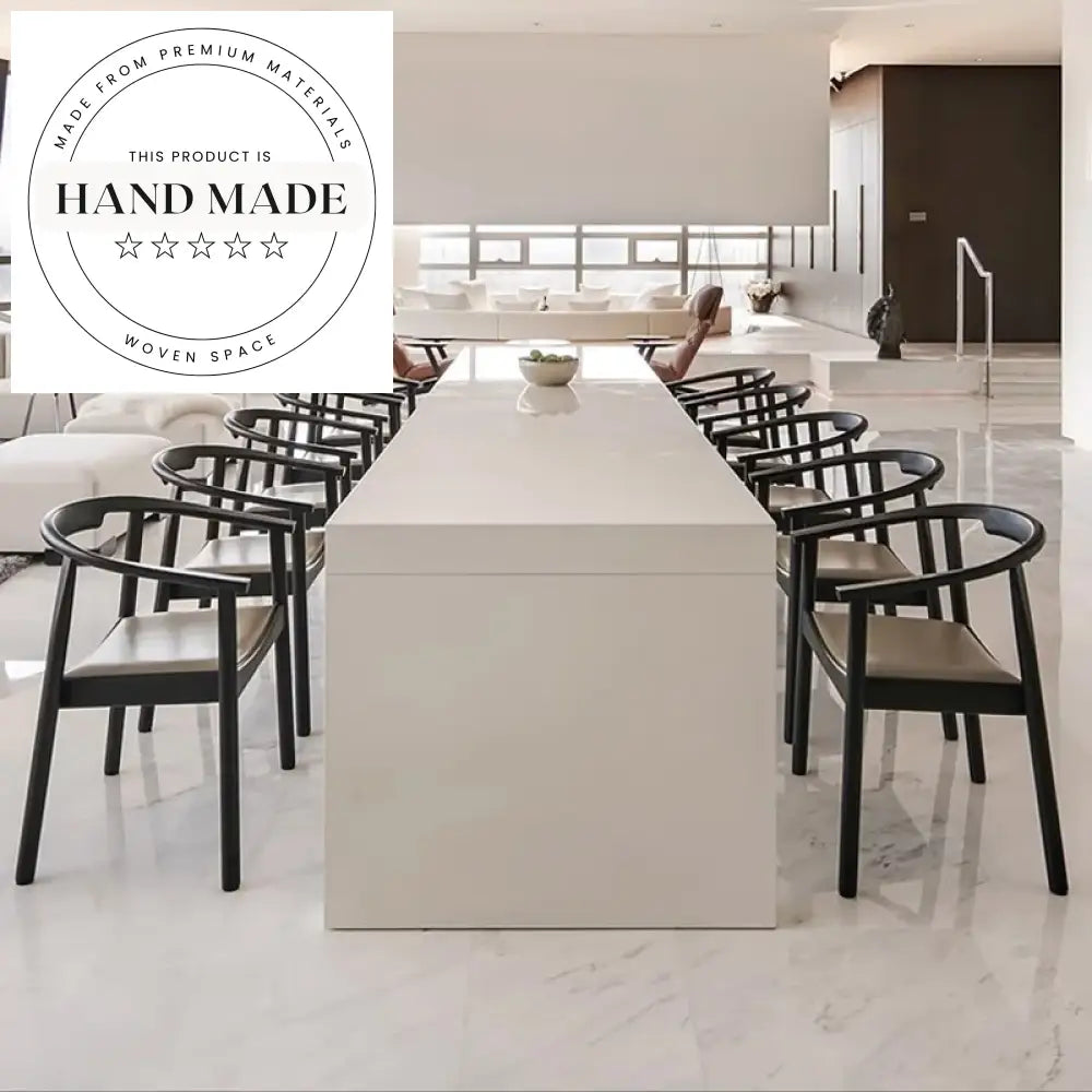 Modern Italian Solid Wood Armchair with Leather Seat Dining Armchair