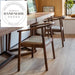 Modern Italian Solid Wood Armchair with Leather Seat Dining Armchair