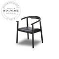 Modern Italian Solid Wood Armchair with Leather Seat Dining Armchair