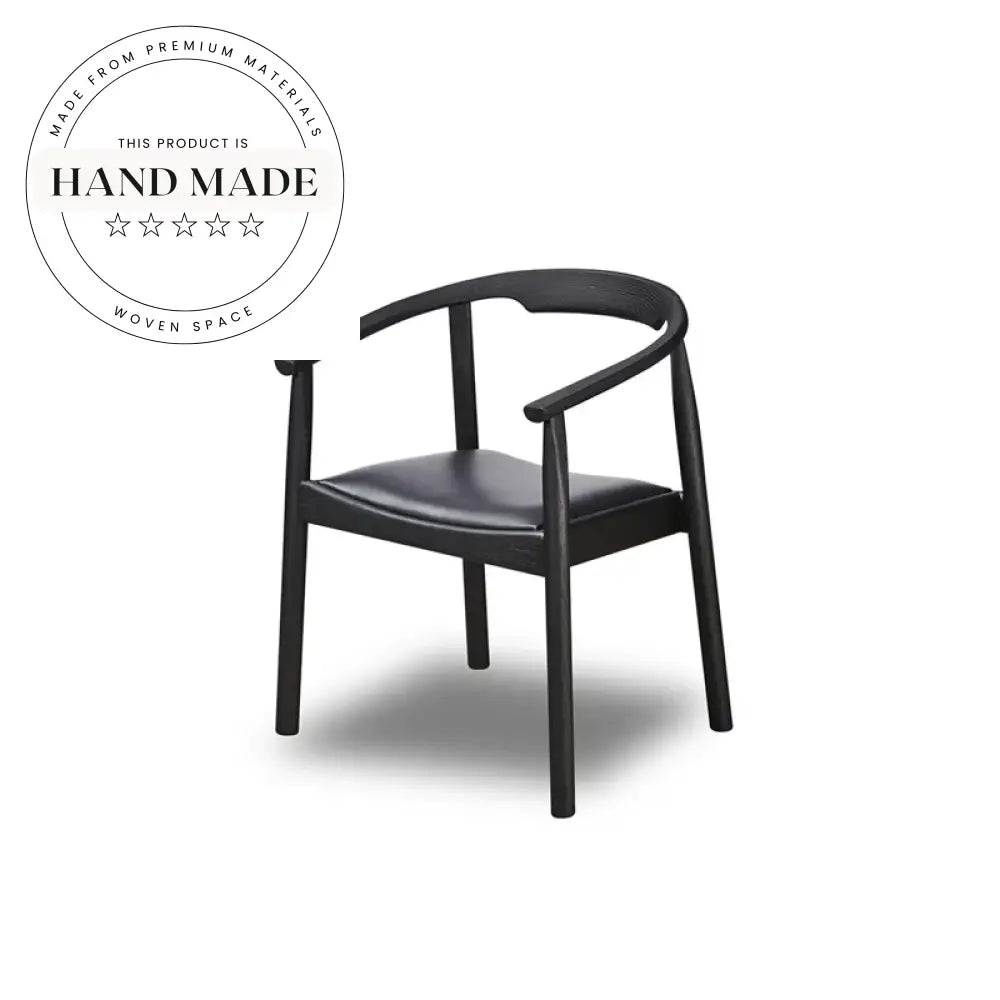 Modern Italian Solid Wood Armchair with Leather Seat Dining Armchair