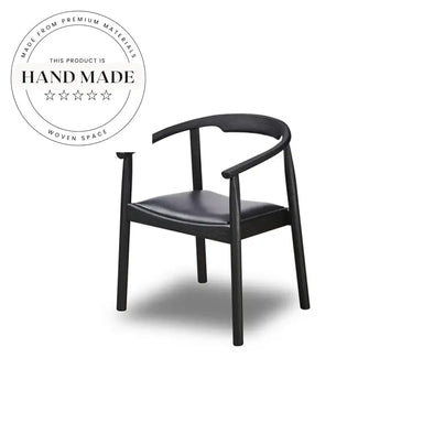 Modern Italian Solid Wood Armchair with Leather Seat Dining Armchair