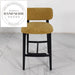 Modern Italian Solid Wood Counter Height Bar Stool with Linen Upholstery