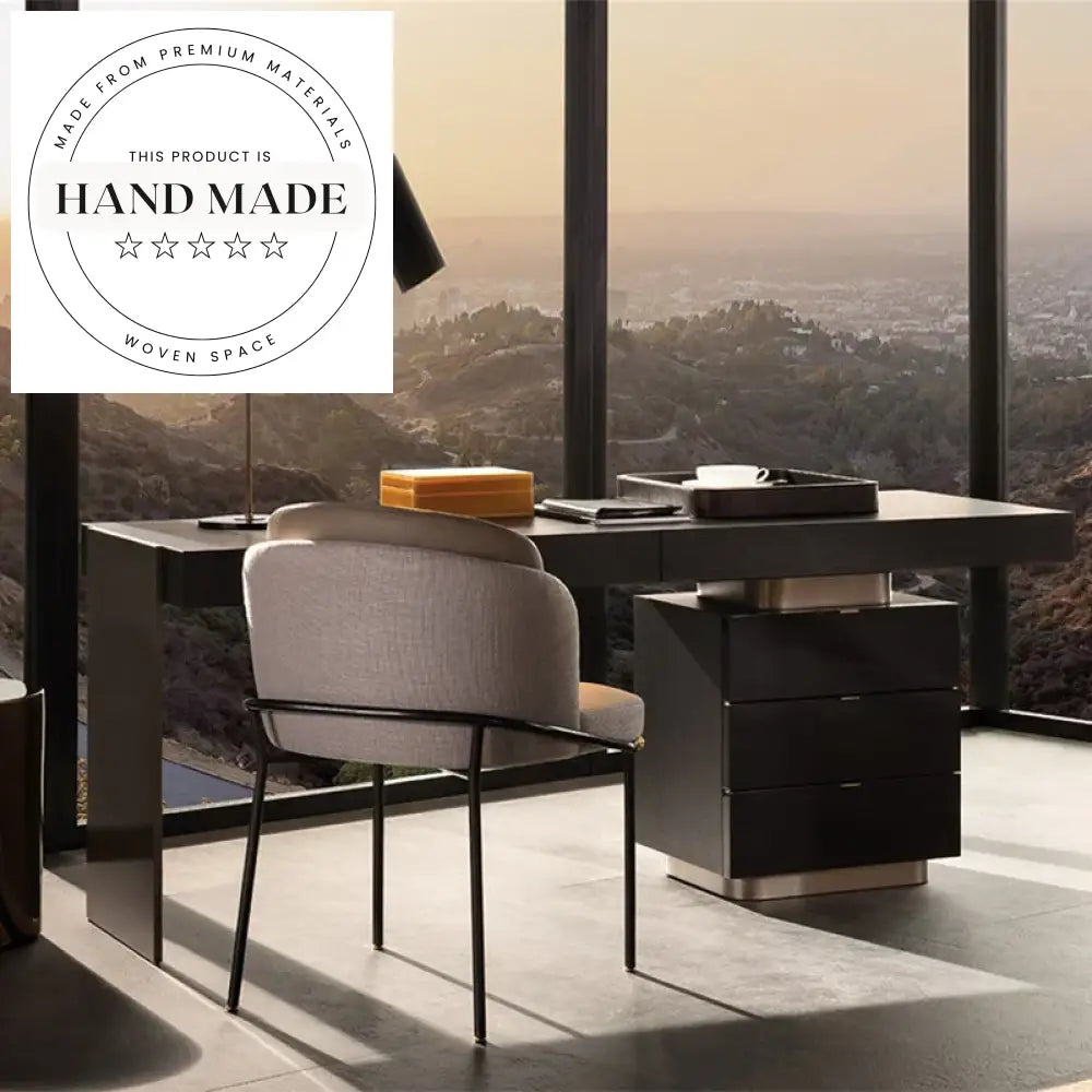 Modern Italian Stainless Steel Executive Wood Writing Study Office Desk