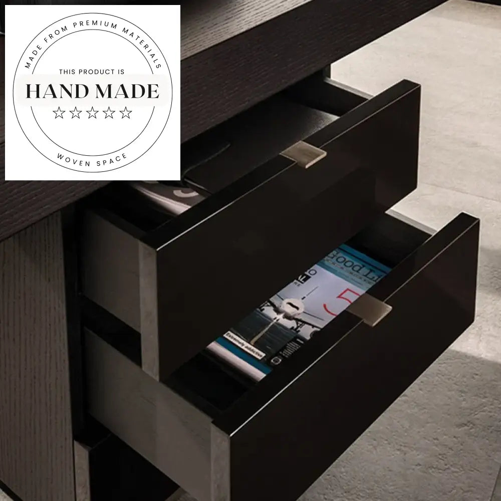 Modern Italian Stainless Steel Executive Wood Writing Study Office Desk