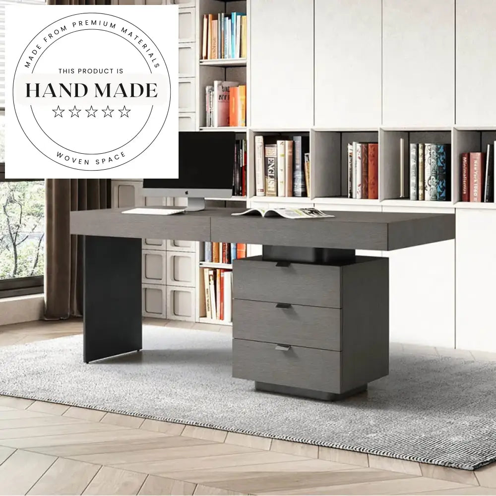 Modern Italian Stainless Steel Executive Wood Writing Study Office Desk