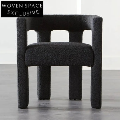Modern Italian Style Black Teddy Fabric Pine Wood Frame Dining Chair