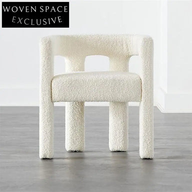 Modern Italian Style Black Teddy Fabric Pine Wood Frame Dining Chair