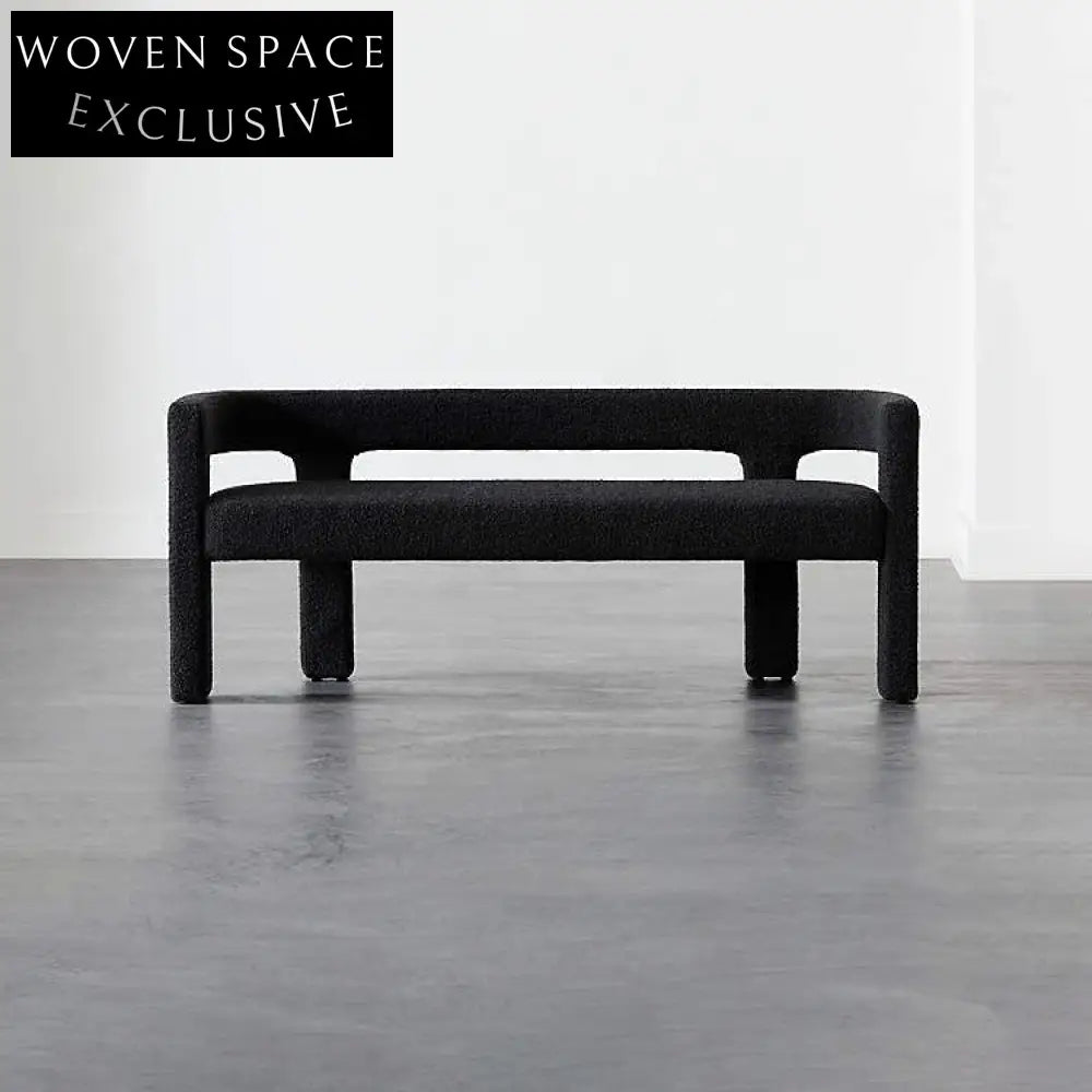 Modern Italian Style Black Teddy Fabric Pine Wood Frame Dining Chair