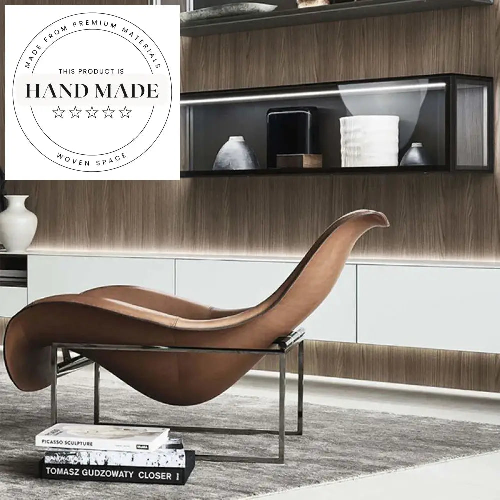 Modern Italian Style Ergonomic Black Leather Lounge Chair for Living Room