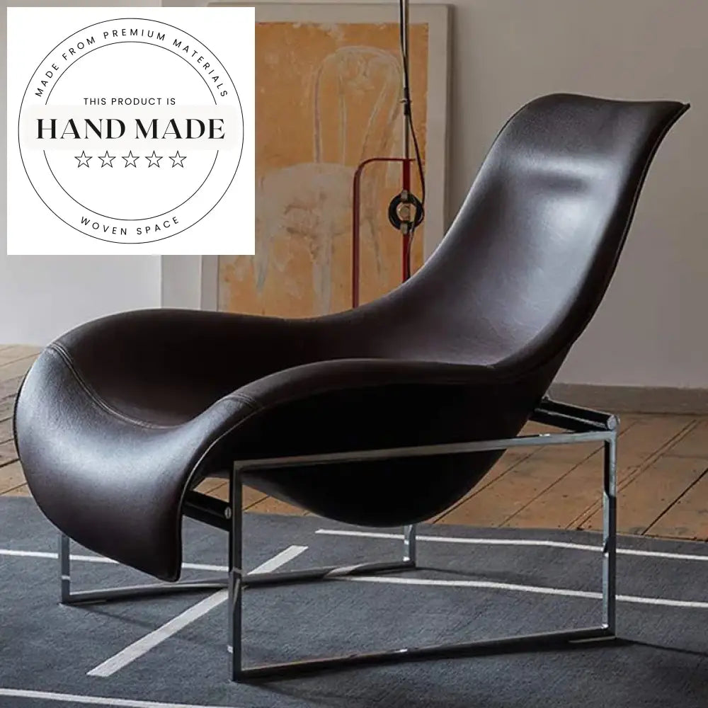 Modern Italian Style Ergonomic Black Leather Lounge Chair for Living Room