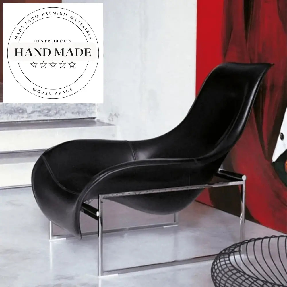 Modern Italian Style Ergonomic Black Leather Lounge Chair for Living Room