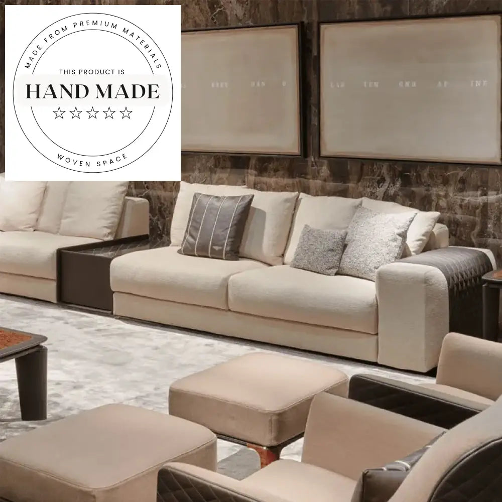 Modern Italian Style Microfiber Fabric Sectional Living Room Sofa