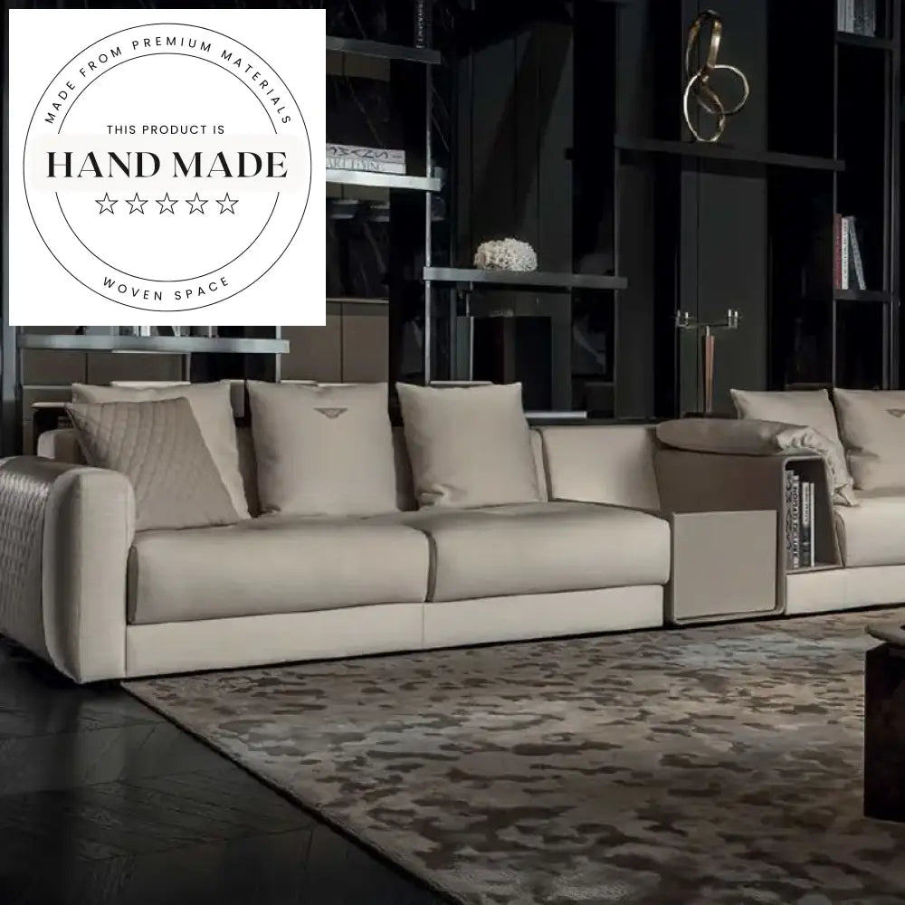 Modern Italian Style Microfiber Fabric Sectional Living Room Sofa