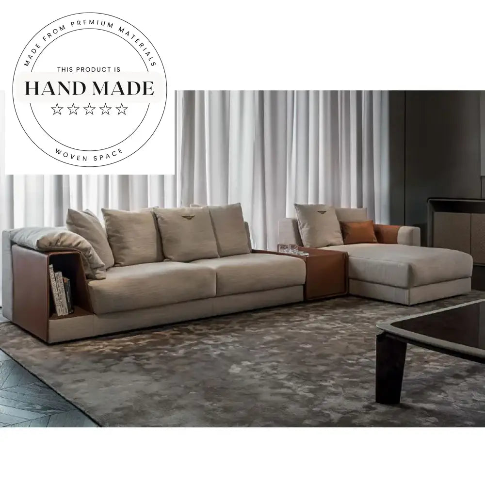 Modern Italian Style Microfiber Fabric Sectional Living Room Sofa