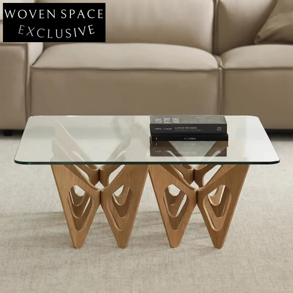 Modern Italian Style Square Glass Top Living Room Cocktail Coffee Table