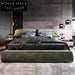 Modern Italian Suede Fabric King Size Soft Bed Frame, Minimalist Design
