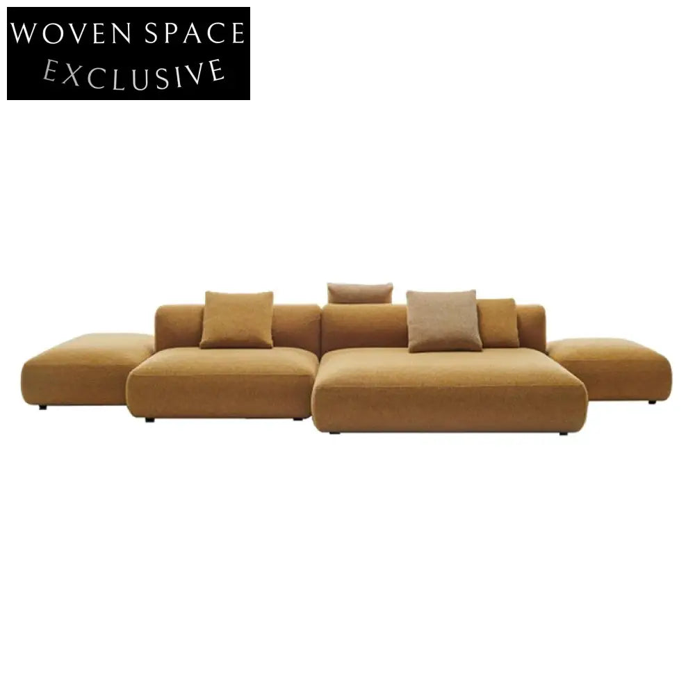 Modern Italian Velvet Sectional Sofa Set, Low Arm Floor Couch Collection