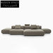 Modern Italian Velvet Sectional Sofa Set, Low Arm Floor Couch Collection