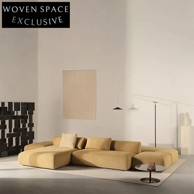 Modern Italian Velvet Sectional Sofa Set, Low Arm Floor Couch Collection