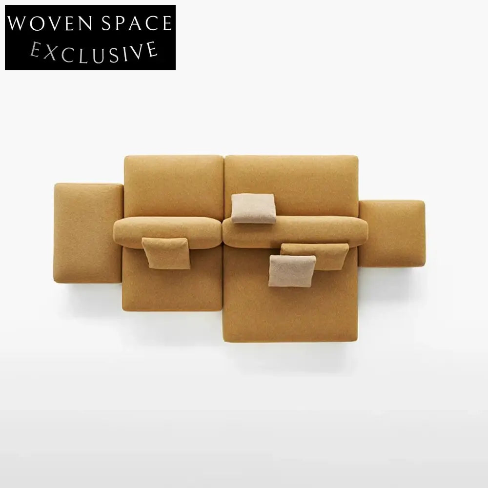 Modern Italian Velvet Sectional Sofa Set, Low Arm Floor Couch Collection