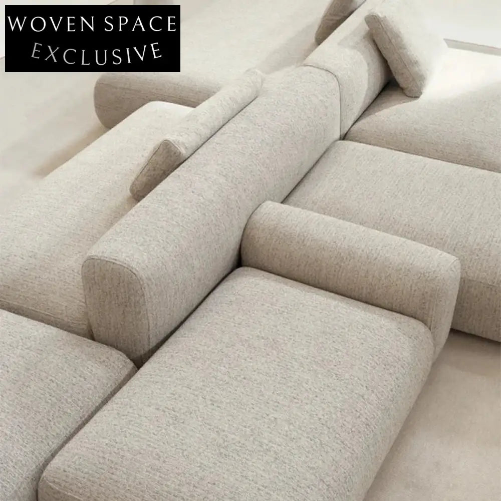 Modern Italian Velvet Sectional Sofa Set, Low Arm Floor Couch Collection