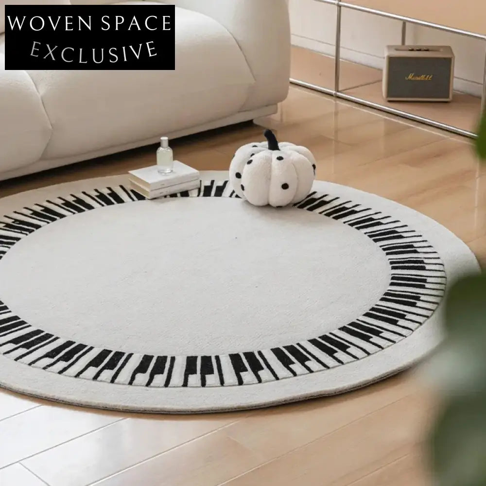 Modern Italian Wool Handmade Geometric Black White Area Rug for Living Rooms
