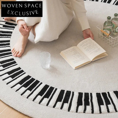 Modern Italian Wool Handmade Geometric Black White Area Rug for Living Rooms