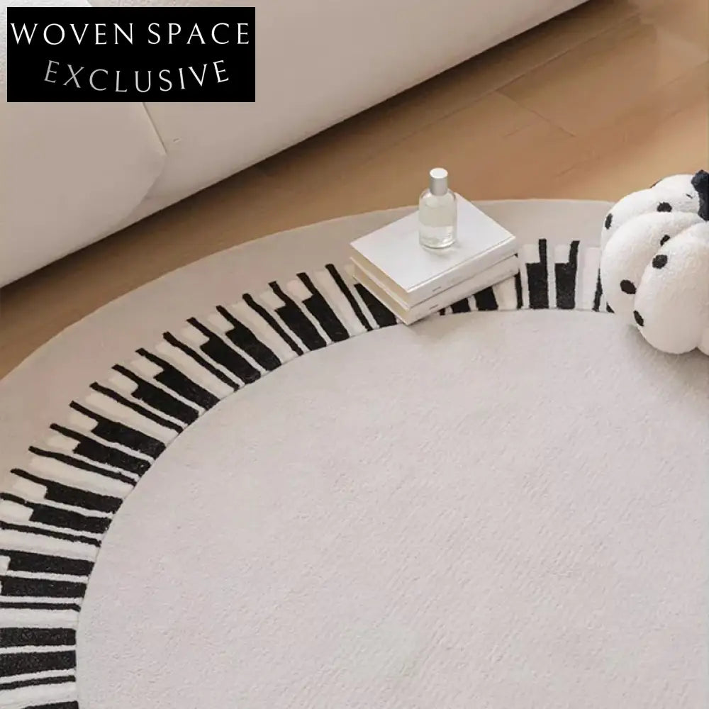 Modern Italian Wool Handmade Geometric Black White Area Rug for Living Rooms