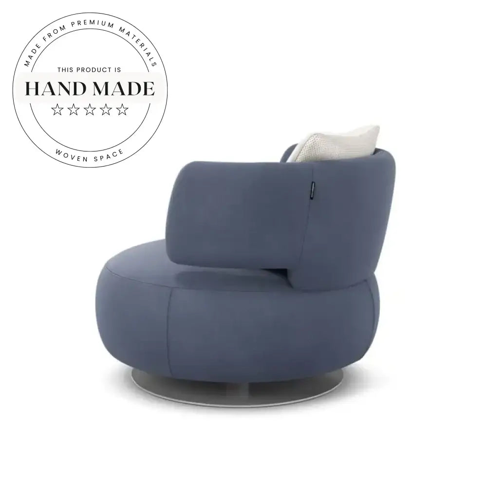 Modern Japandi Leather Swivel Lounge Armchair with Metal Legs