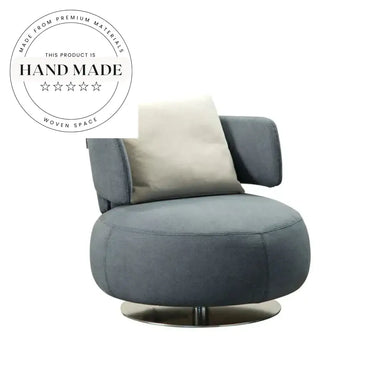 Modern Japandi Leather Swivel Lounge Armchair with Metal Legs
