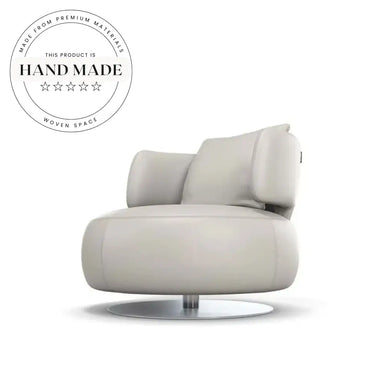 Modern Japandi Leather Swivel Lounge Armchair with Metal Legs