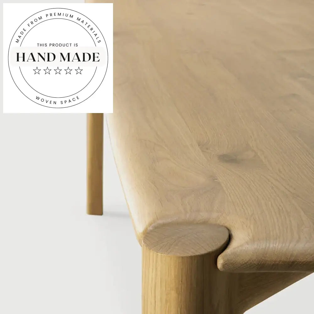 Modern Japanese Minimalist Solid Oak Wood Rectangle Dining Table