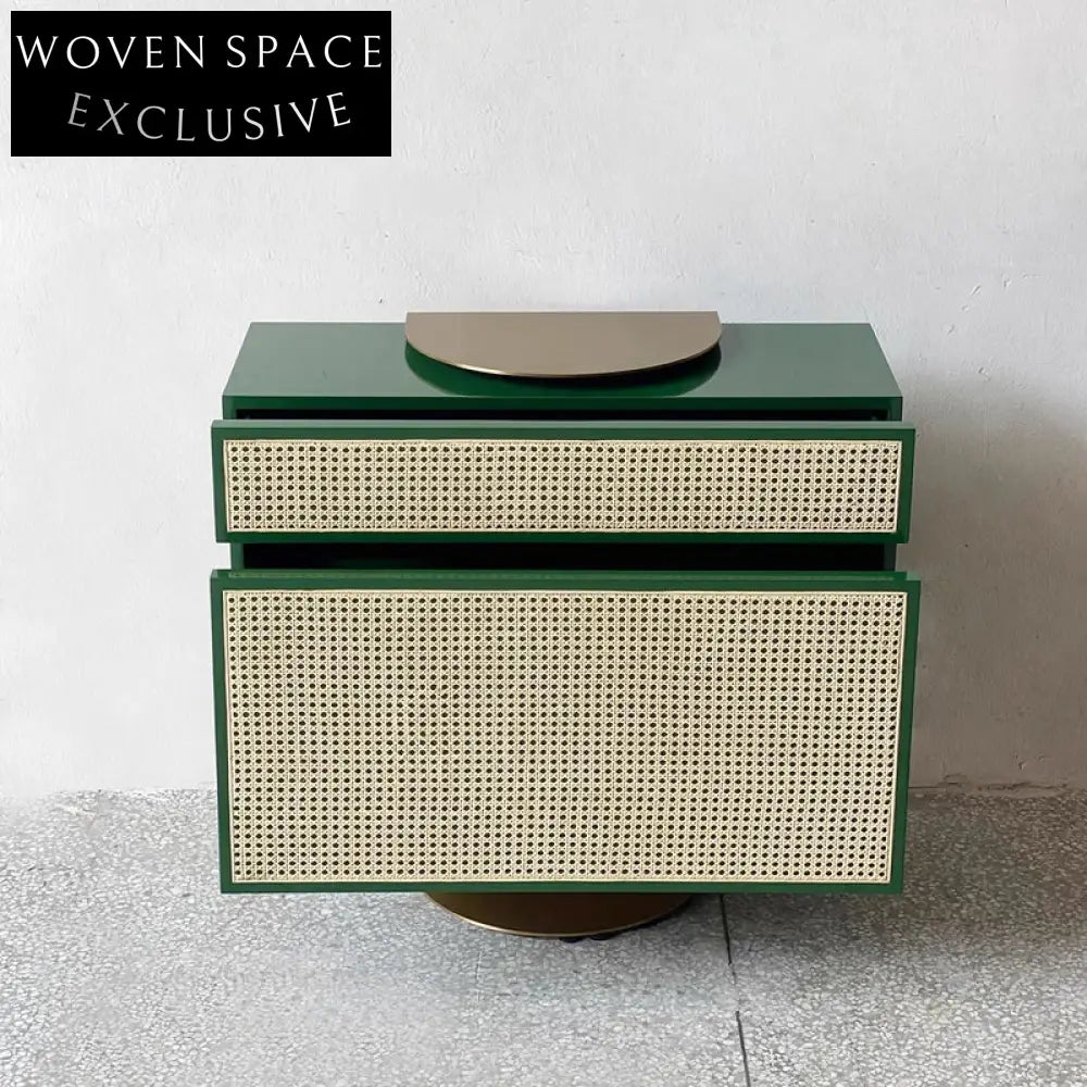 Modern Japanese Rattan Cabinet - Ash Wood Living Room Storage with Drawers