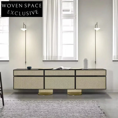 Modern Japanese Rattan Cabinet - Ash Wood Living Room Storage with Drawers