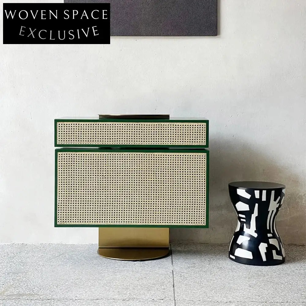 Modern Japanese Rattan Cabinet - Ash Wood Living Room Storage with Drawers