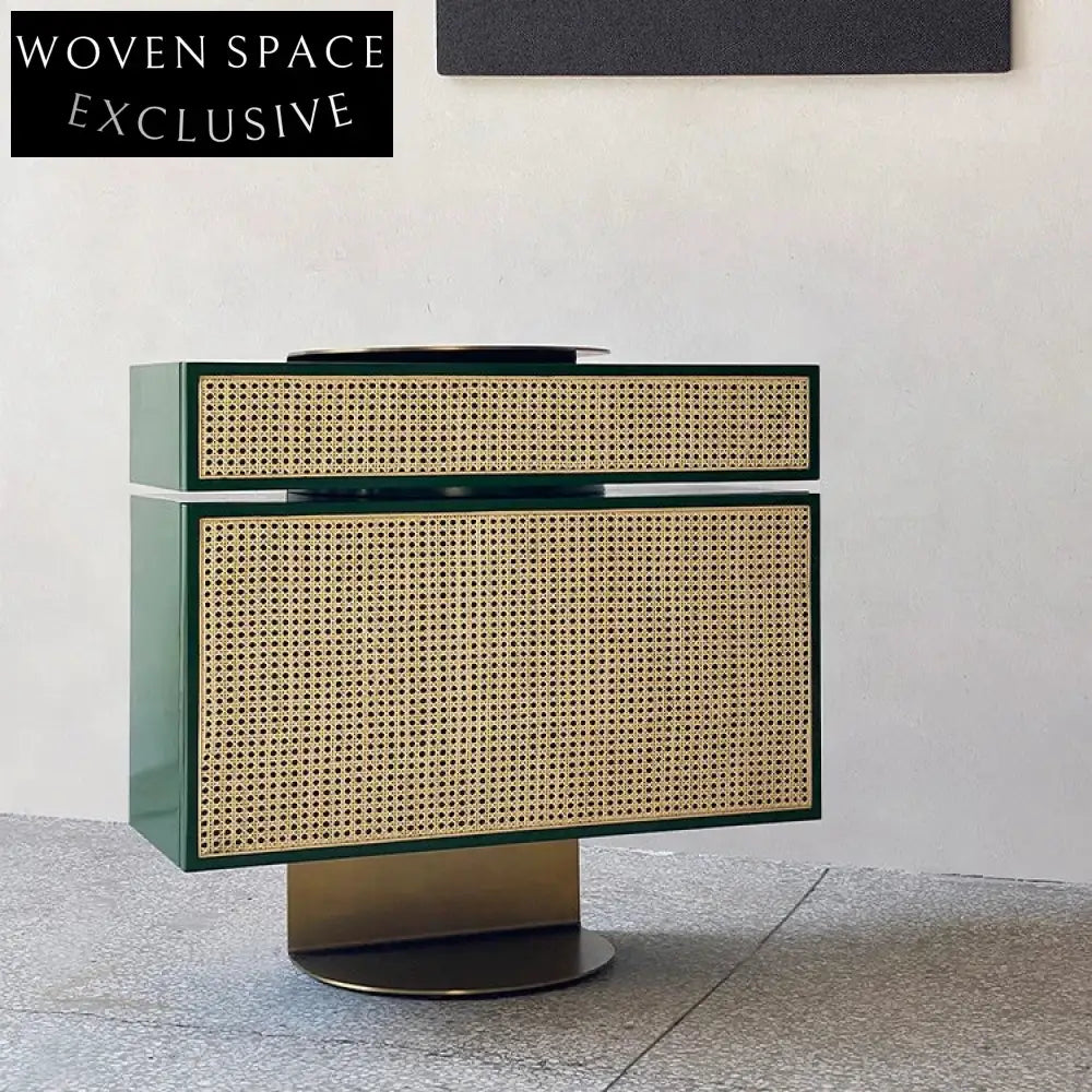 Modern Japanese Rattan Cabinet - Ash Wood Living Room Storage with Drawers