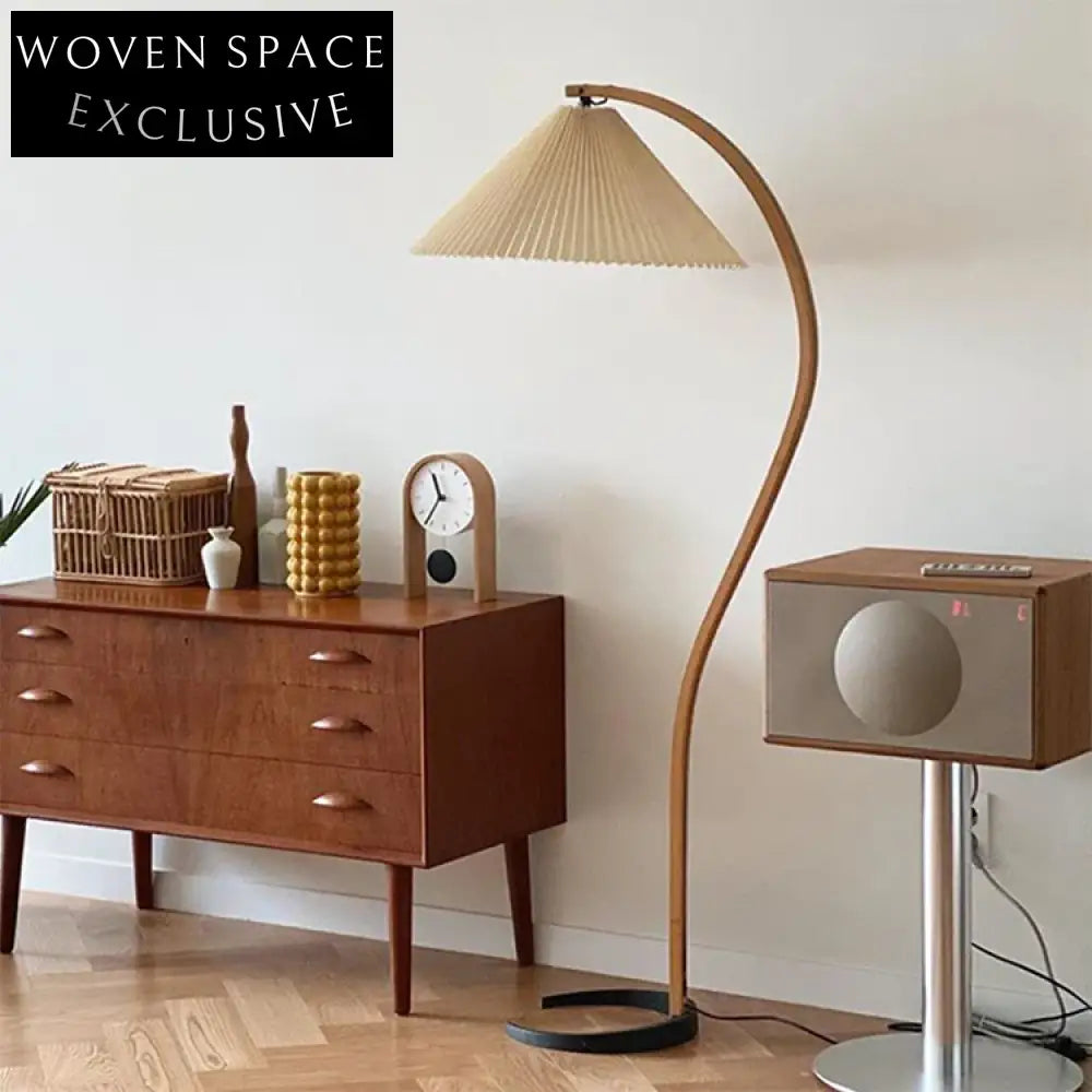 Modern Japanese Retro Arc Floor Lamp, Living Room Bedroom Reading LED Light