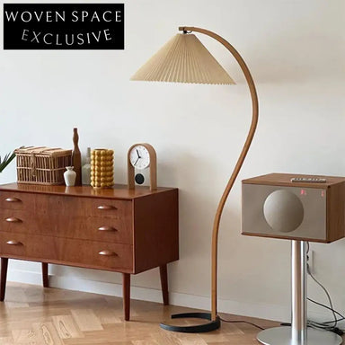 Modern Japanese Retro Arc Floor Lamp, Living Room Bedroom Reading LED Light