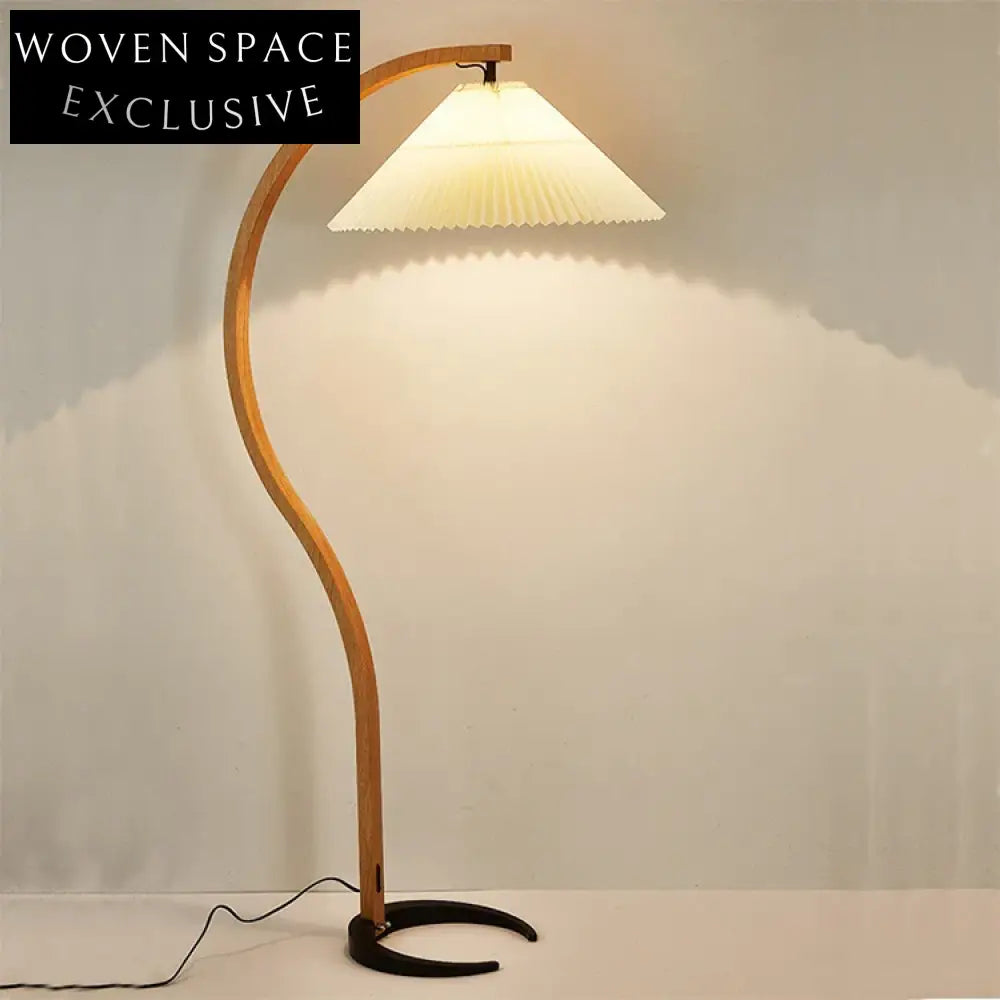 Modern Japanese Retro Arc Floor Lamp, Living Room Bedroom Reading LED Light