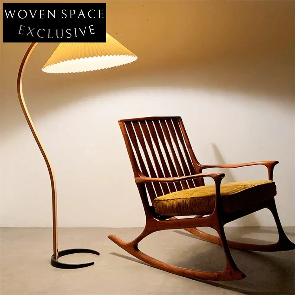 Modern Japanese Retro Arc Floor Lamp, Living Room Bedroom Reading LED Light