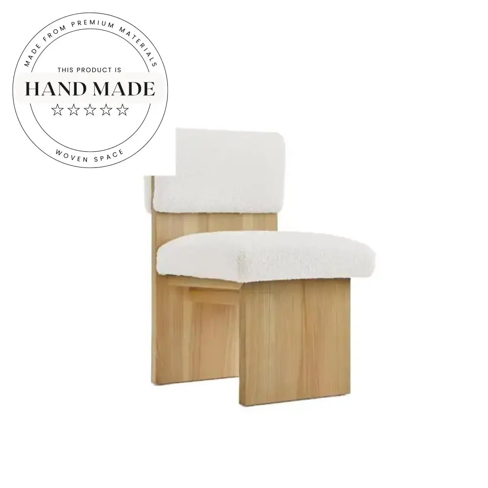 Modern Japanese Style Wooden Frame Fabric Upholstered Dining Chair