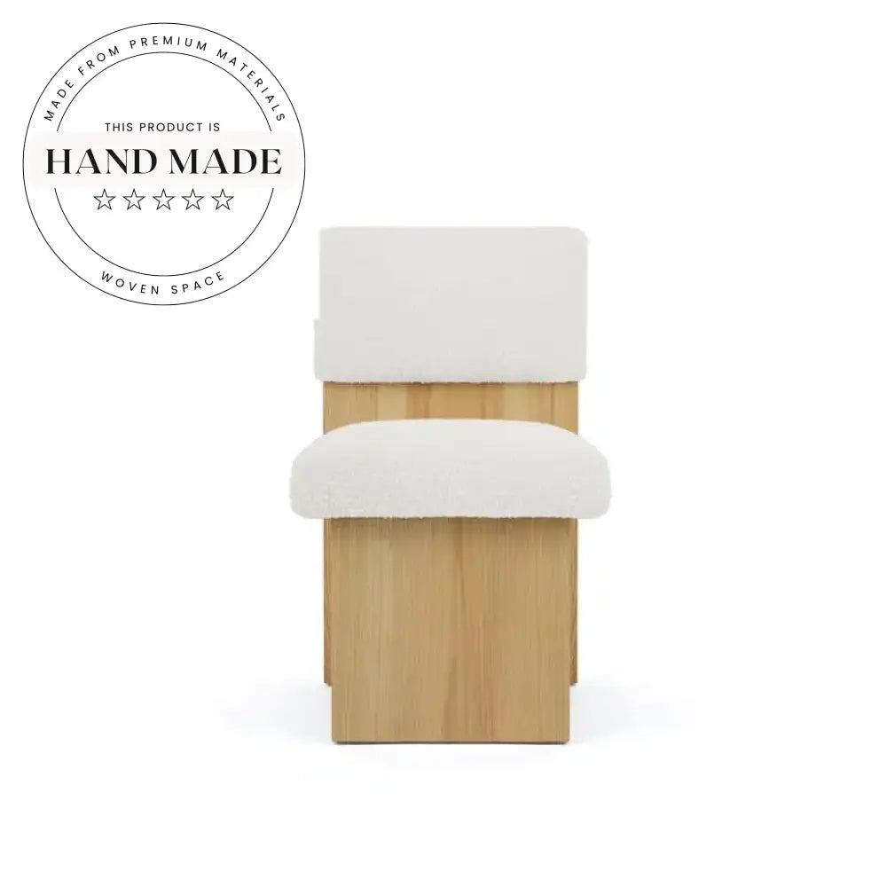 Modern Japanese Style Wooden Frame Fabric Upholstered Dining Chair