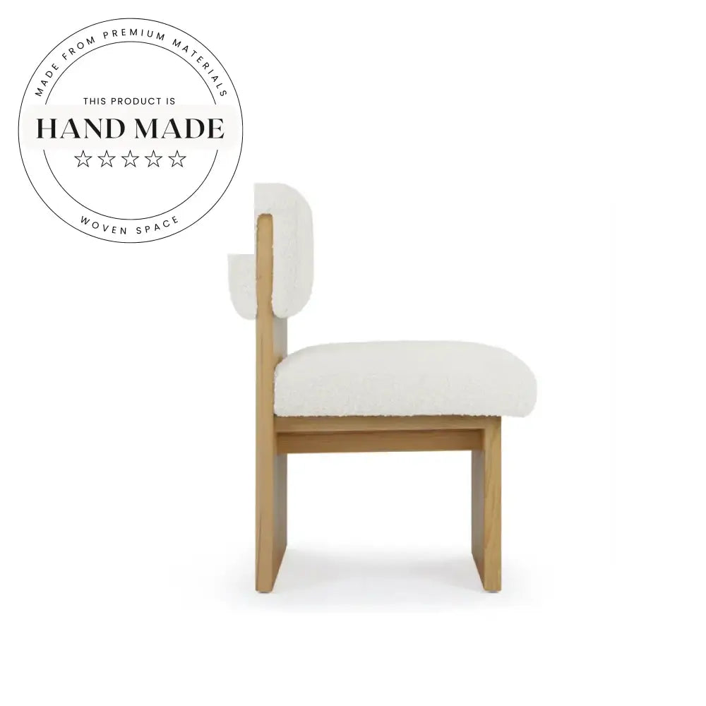Modern Japanese Style Wooden Frame Fabric Upholstered Dining Chair