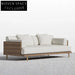 Modern Japanese Three-Seat Sofa with Solid Wood Frame and Movable Cushions